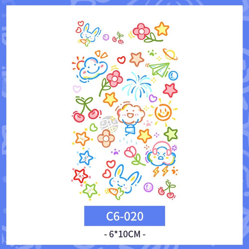 Cartoon temporary tattoo stickers, cute set, waterproof, long-lasting, sexy and sophisticated butterfly design.